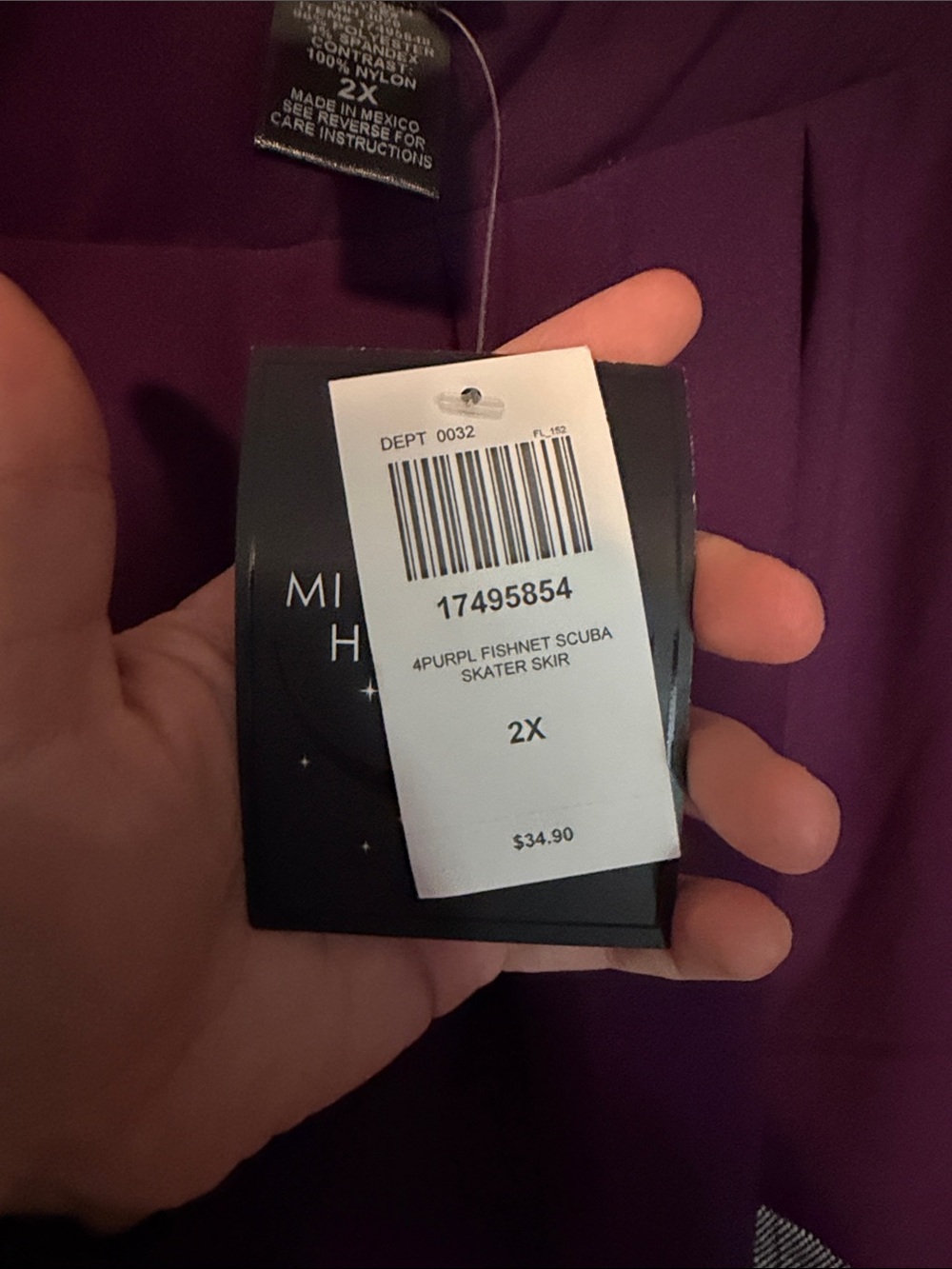Purple Fishnet Skuba Skater Skirt Plus Size - Picture 4 of 6